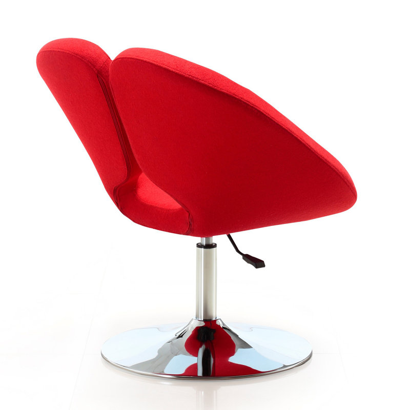 Red Wool Blend Adjustable Swivel Chair with Chrome Base
