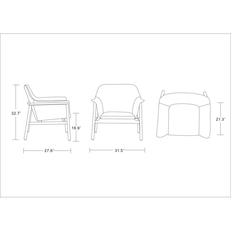 Mid Century Modern Gray Linen and Walnut Wood Accent Chair