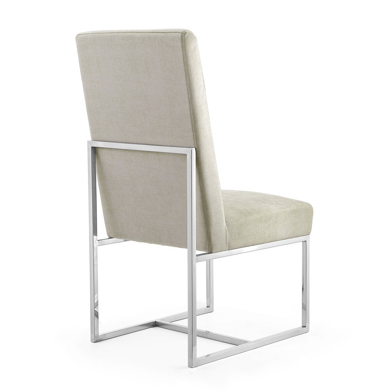 Champagne Velvet High-Back Metal Arm Chair