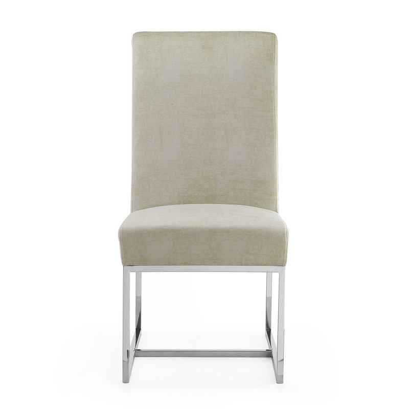 Champagne Velvet High-Back Metal Arm Chair