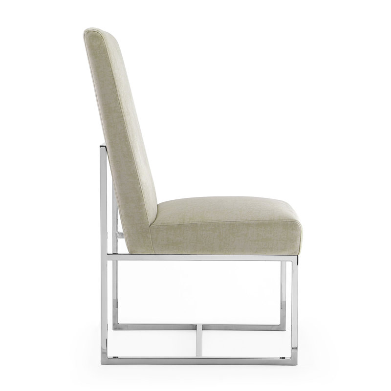 Champagne Velvet High-Back Metal Arm Chair