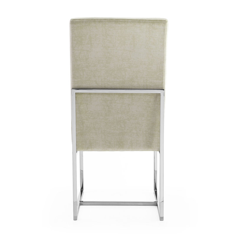 Champagne Velvet High-Back Metal Arm Chair