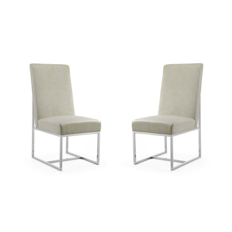 Champagne Velvet High-Back Metal Arm Chair