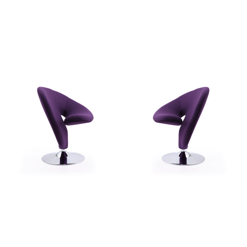 Purple Wool Blend Swivel Accent Chair
