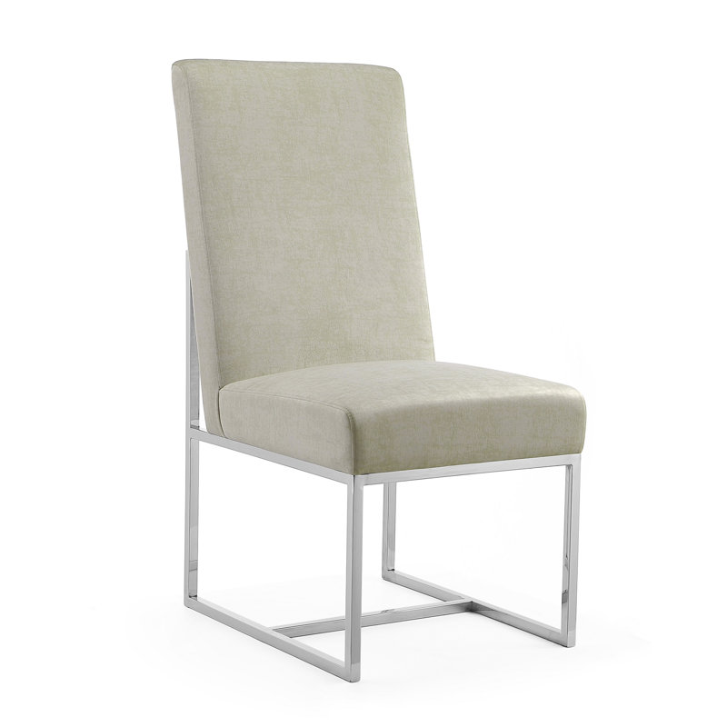 Champagne Velvet High-Back Metal Arm Chair