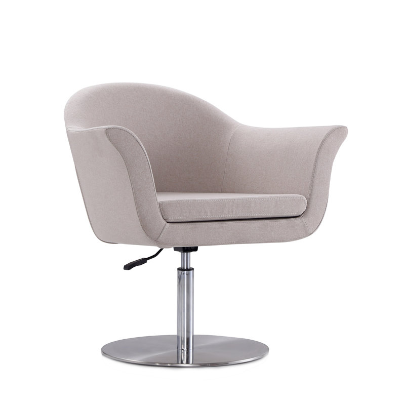 Barley Polyester Blend Swivel Accent Chair with Brushed Metal Base