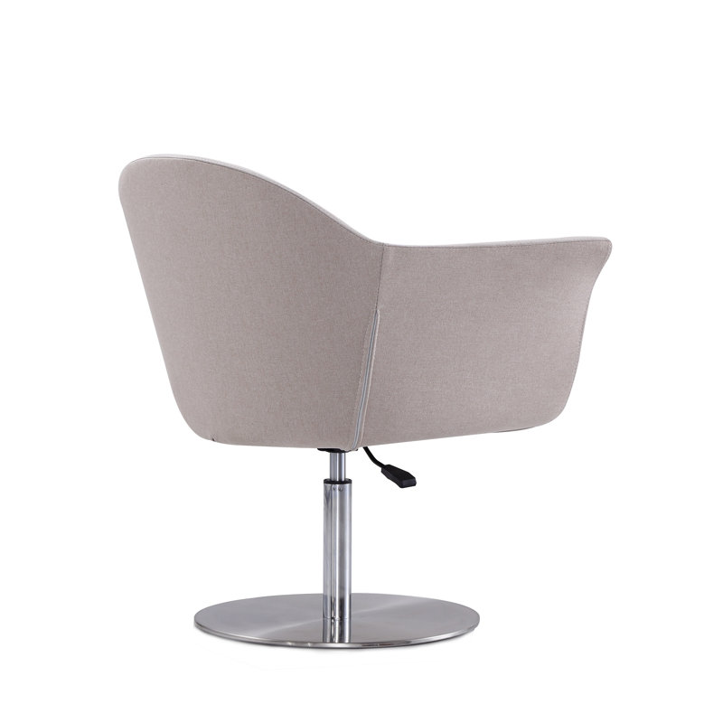 Barley Polyester Blend Swivel Accent Chair with Brushed Metal Base