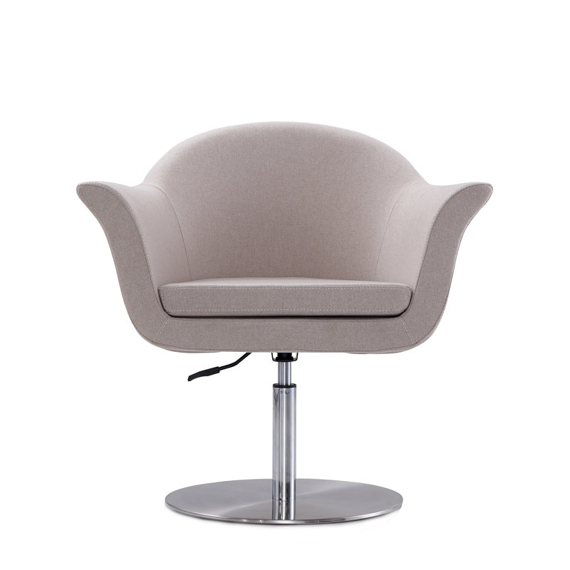 Barley Polyester Blend Swivel Accent Chair with Brushed Metal Base