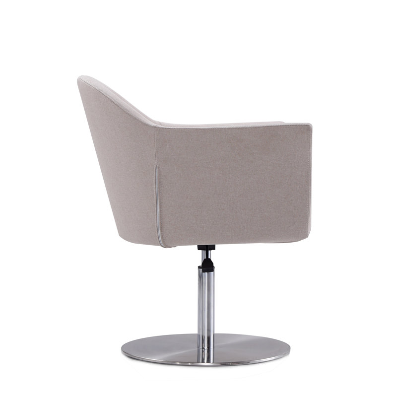 Barley Polyester Blend Swivel Accent Chair with Brushed Metal Base
