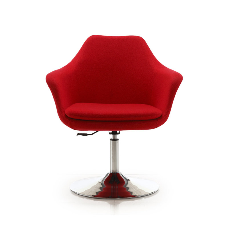 Kinsey Red Wool Blend Swivel Accent Chair with Chrome Base