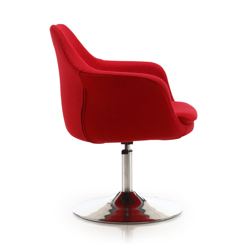 Kinsey Red Wool Blend Swivel Accent Chair with Chrome Base