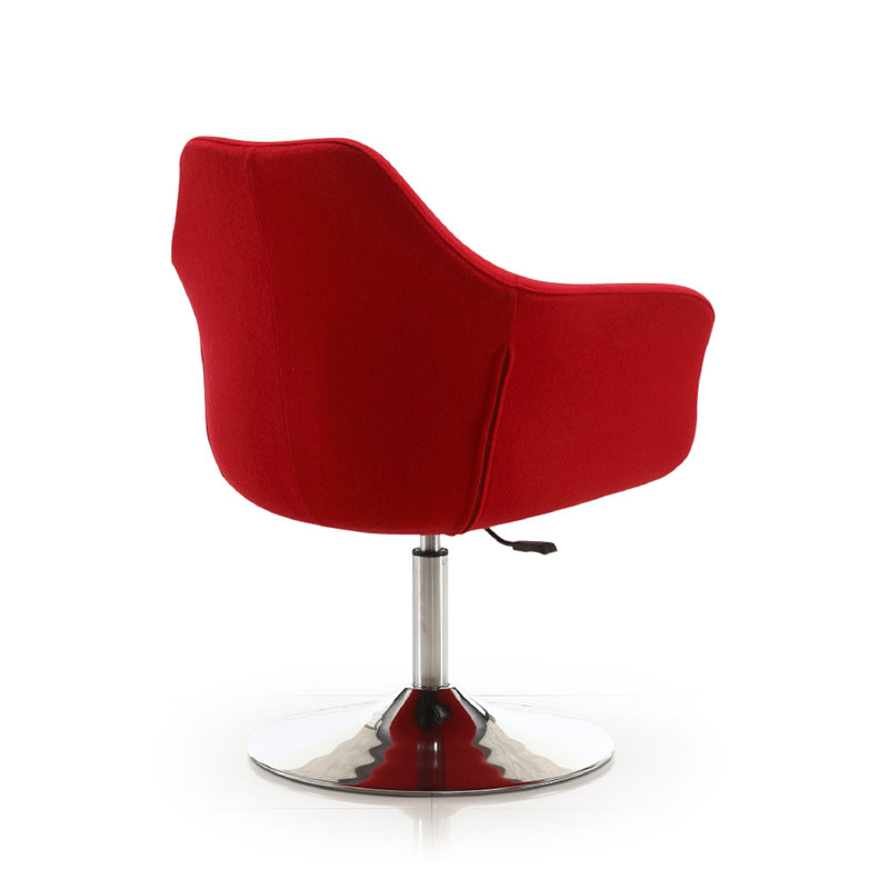 Kinsey Red Wool Blend Swivel Accent Chair with Chrome Base