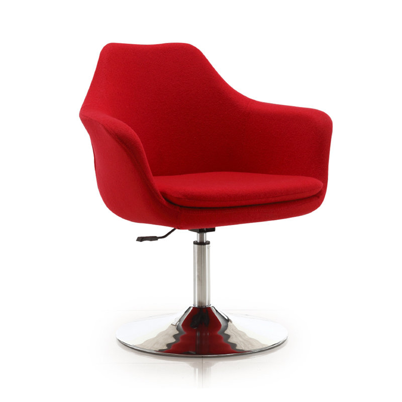 Kinsey Red Wool Blend Swivel Accent Chair with Chrome Base
