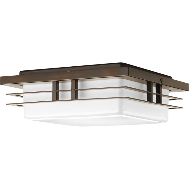 Antique Bronze Glass LED Flush Mount Light
