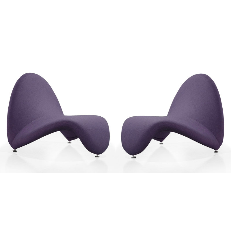 Sculptural Geometric Purple Metal Accent Chair