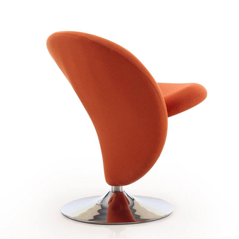 Curl Orange Wool and Metal Swivel Accent Chair