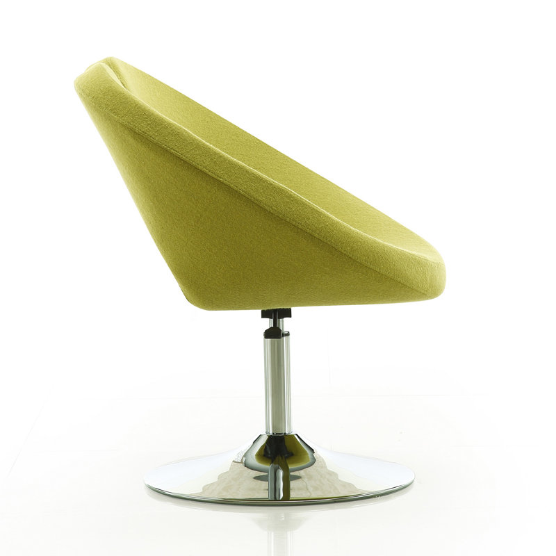 Perch Green Wool and Chrome Swivel Accent Chair