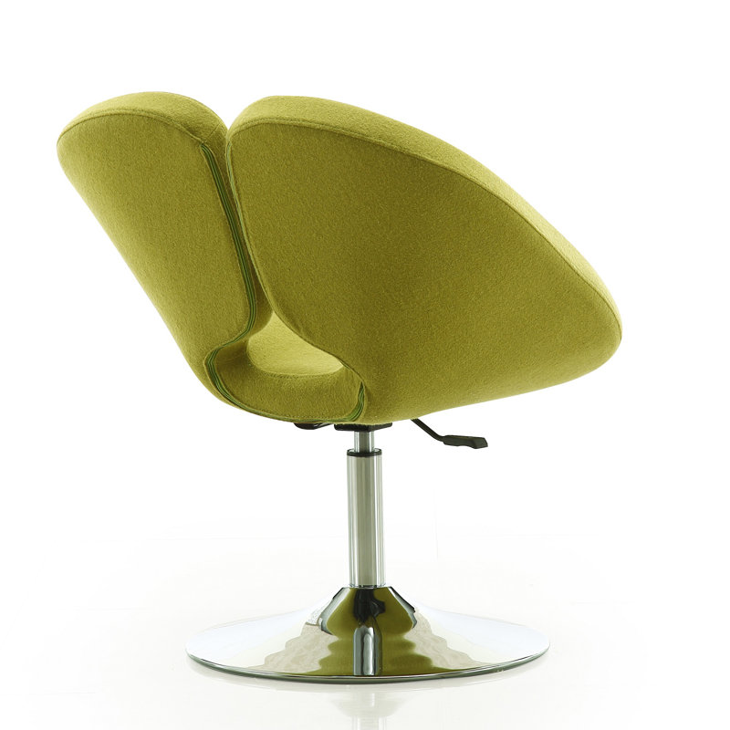 Perch Green Wool and Chrome Swivel Accent Chair
