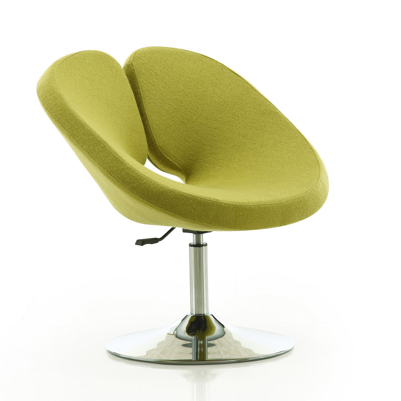 Perch Green Wool and Chrome Swivel Accent Chair