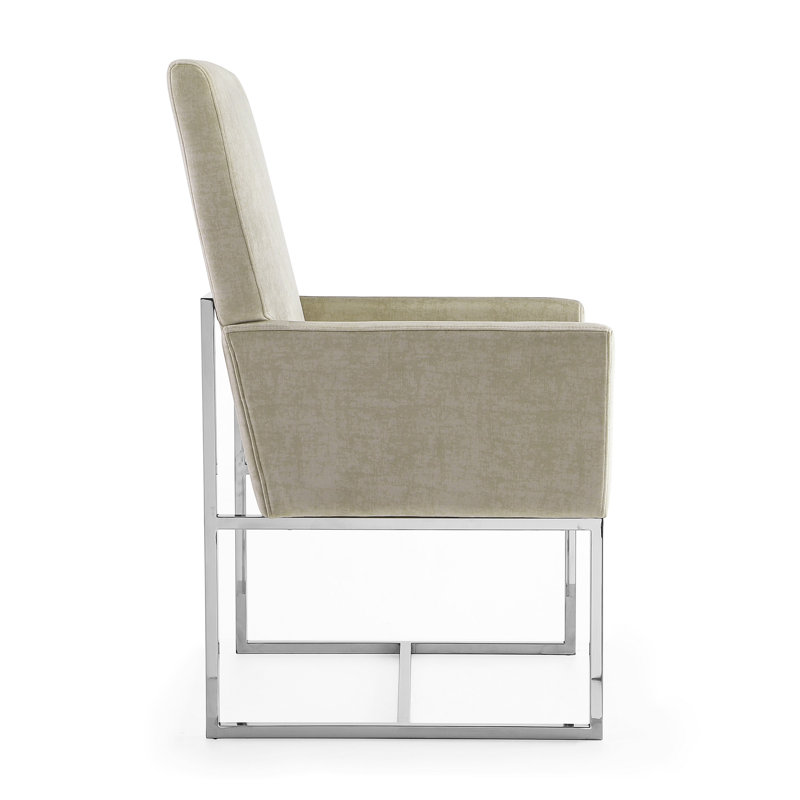 Champagne Velvet High-Back Metal Armchair