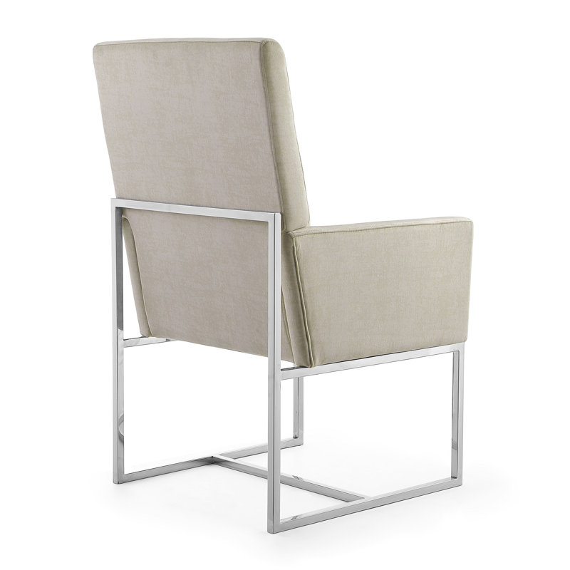 Champagne Velvet High-Back Metal Armchair