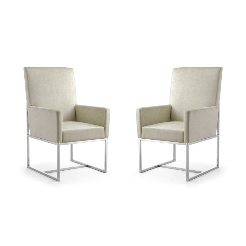 Champagne Velvet High-Back Metal Armchair