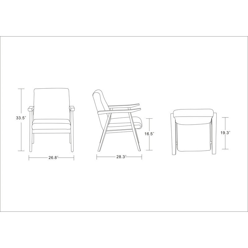 Archduke 29" Black Faux Leather and Wood Accent Chair