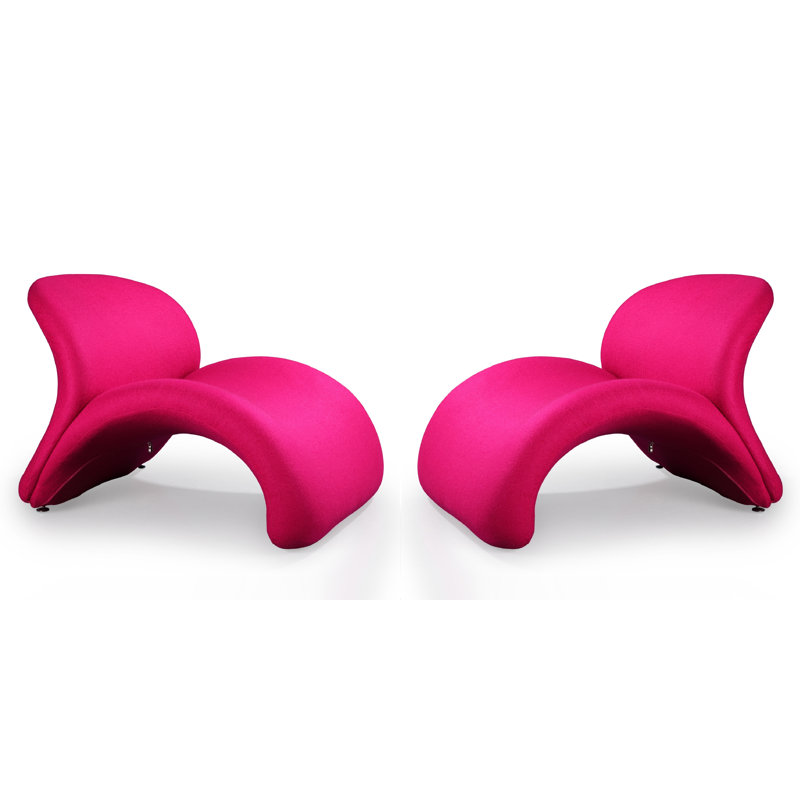 Fuchsia Geometric Metal Slipper Accent Chair