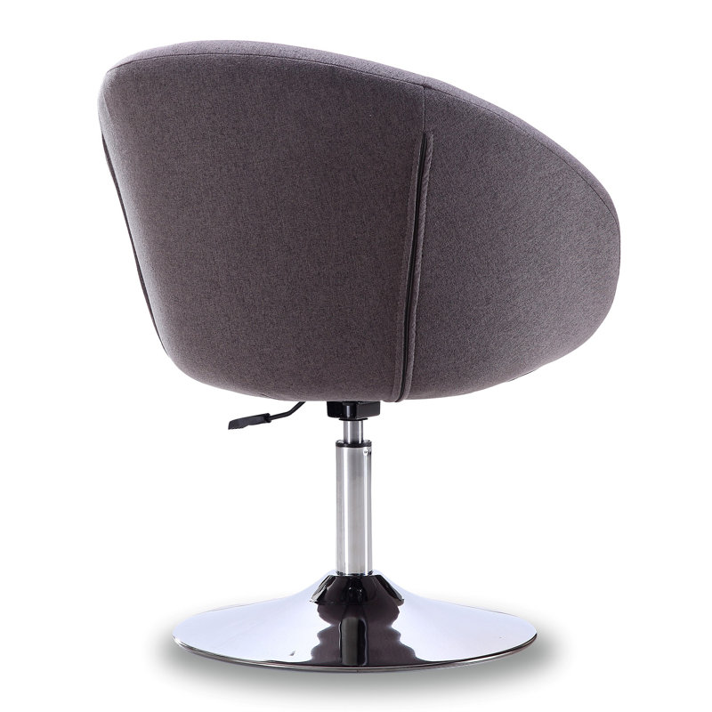 Hopper Minimalistic Gray Polyester Twill Swivel Chair with Chrome Base