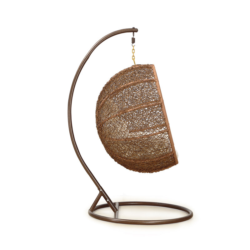Zolo Cream Rattan & Metal Hanging Lounge Chair with Cushions