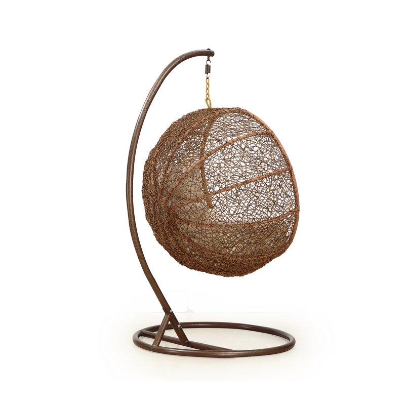 Zolo Cream Rattan & Metal Hanging Lounge Chair with Cushions