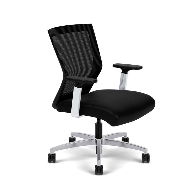 Run II Ergonomic Mid-Back Task Chair with Adjustable Arms in Black