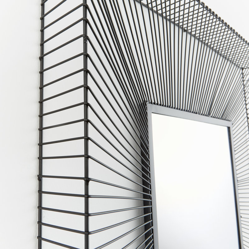 Modern Black Square Wire Frame Wall Mirror
