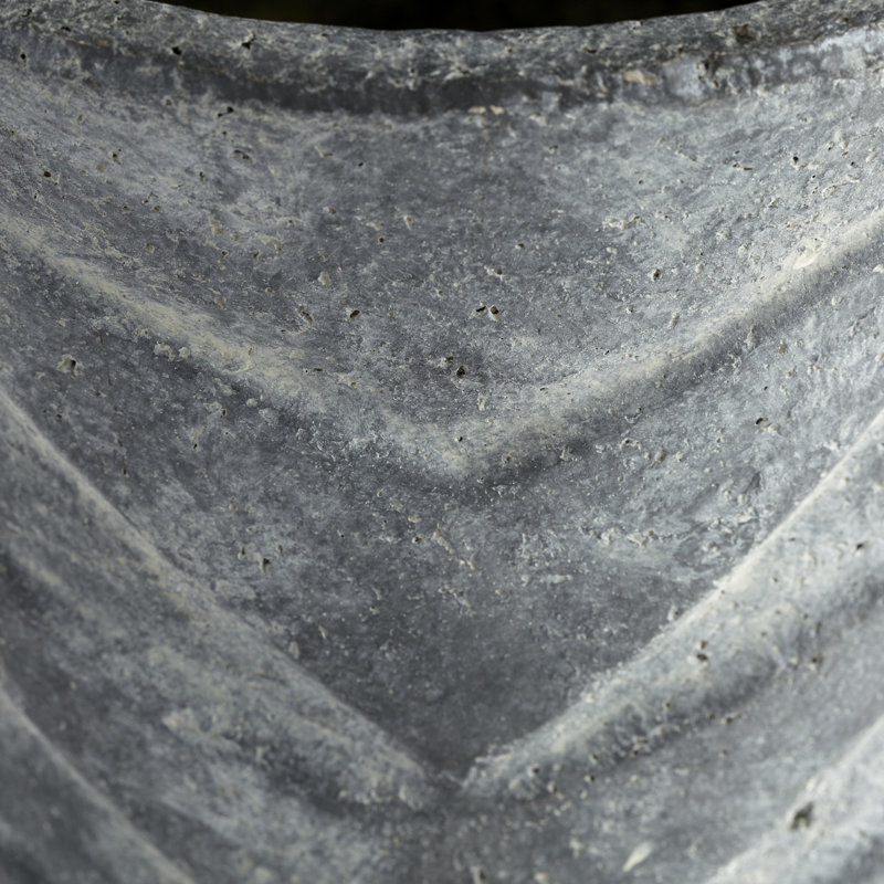 Pewter Gray Ceramic Chevron Pattern Planter, 15"