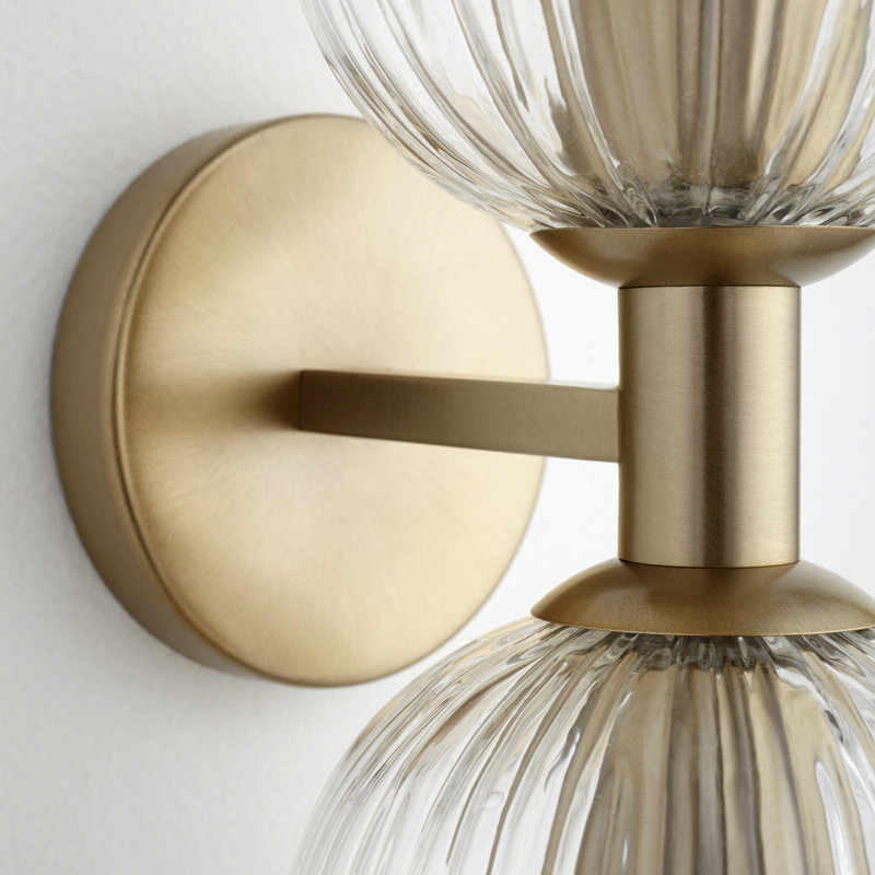 Helios Dual-Light Dimmable Brass Sconce with Clear Glass Shades