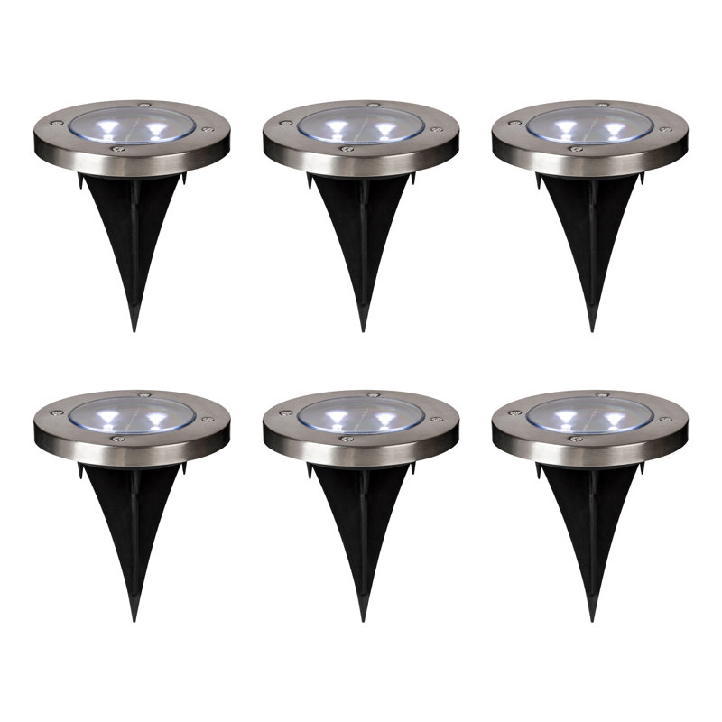 Set of 6 Solar Powered LED Pathway Lights with Dusk to Dawn Sensor