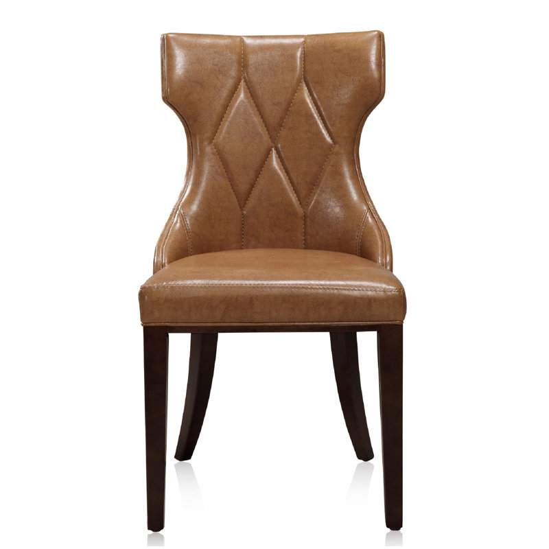 Reine Saddle Faux Leather Wing Back Dining Chair Set