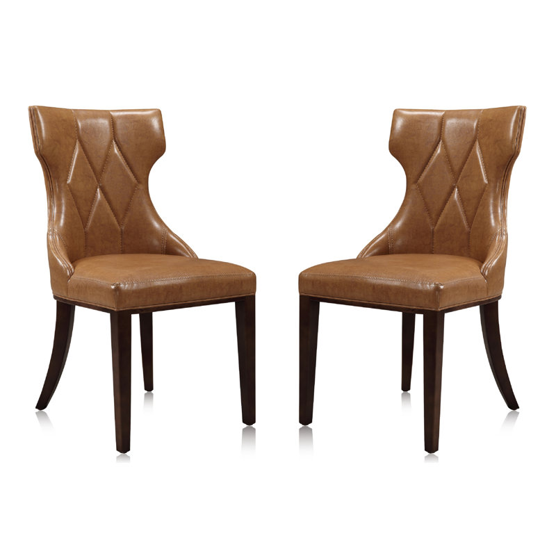 Reine Saddle Faux Leather Wing Back Dining Chair Set