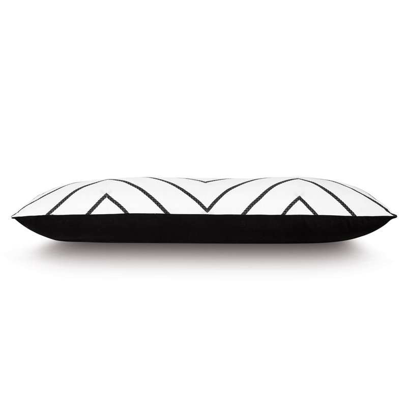 Percival White and Black Chevron Linen Blend Lumbar Pillow