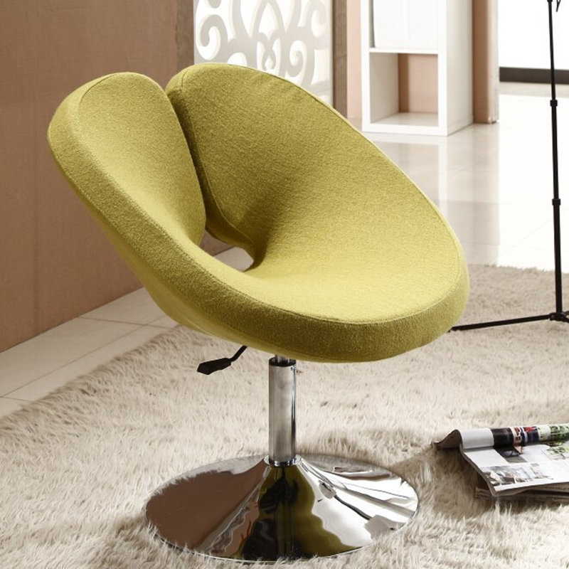 Perch Green Wool Blend Swivel Chair with Polished Chrome Base