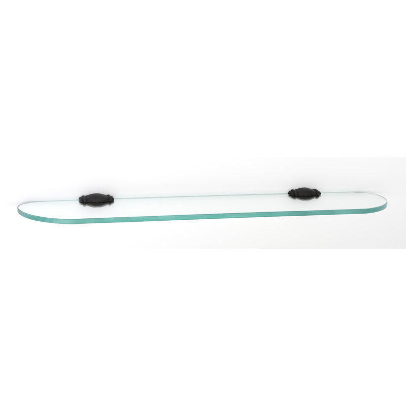 Barcelona Elegance 24" Beveled Glass Shelf with Wooden Brackets