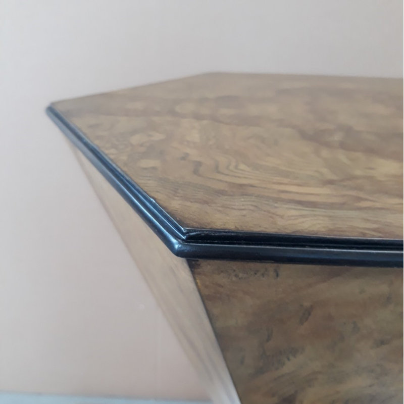 Olive Ash Burl Hexagonal Top Transitional End Table