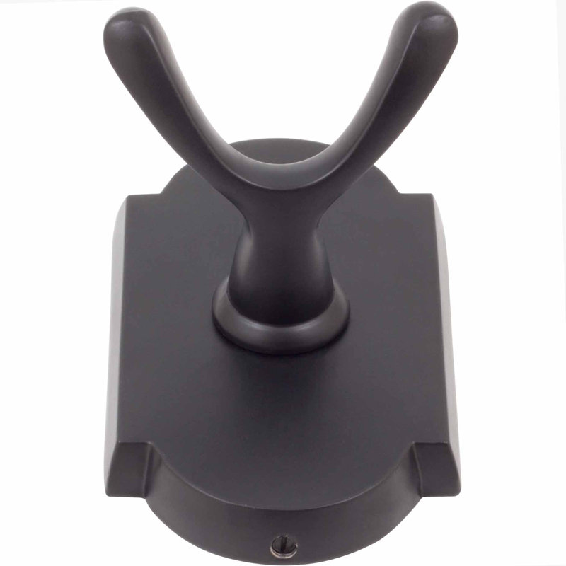 Matte Black Double-Pronged Wall Mounted Robe Hook