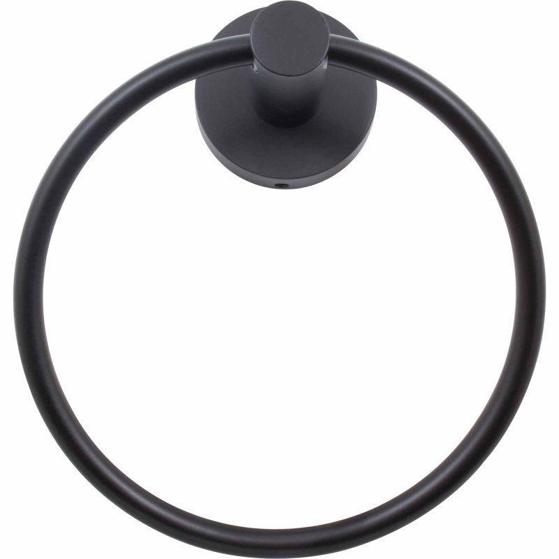Matte Black Modern Metal Towel Ring