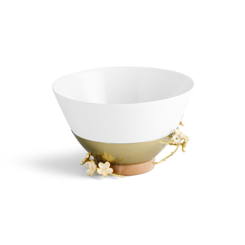 Handmade Cherry Blossom 32oz Ceramic Serving Bowl with Pedestal