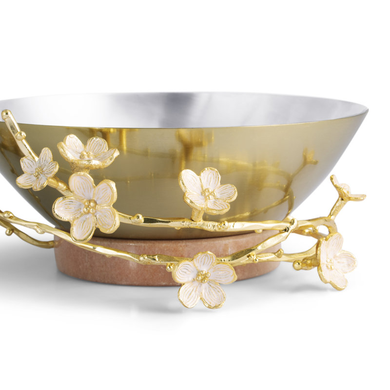 Handmade Cherry Blossom 32oz Ceramic Serving Bowl with Pedestal