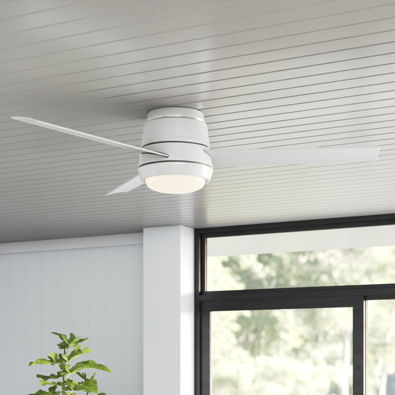 Fresh White 54" Low Profile LED Ceiling Fan with Remote