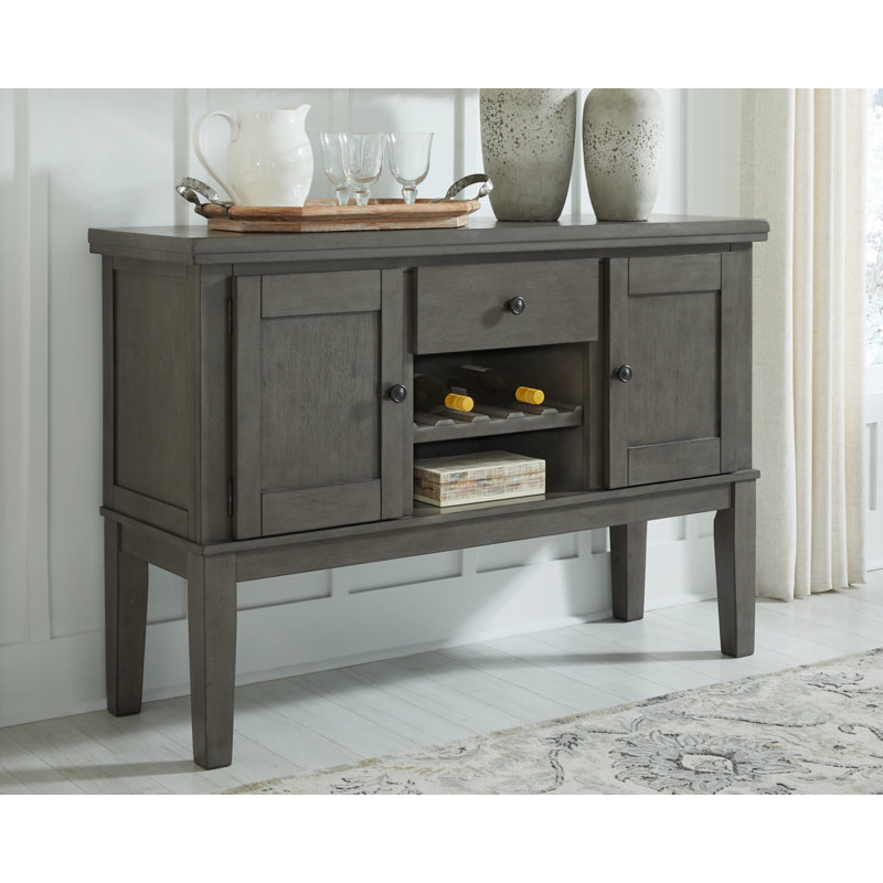 Hallanden 56'' Gray Transitional Sideboard with Wine Rack