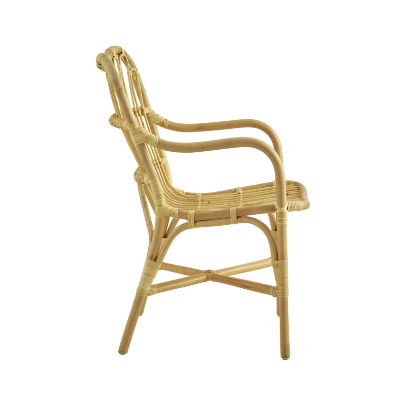 Natural Rattan and Cane White Peacock Arm Chair