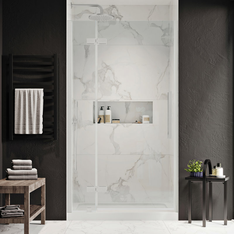 Tampa 38" x 32" Satin Nickel Frameless Alcove Shower Kit